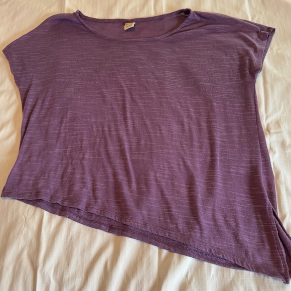 Faded Glory Asymmetrical Heathered Purple Scoop Neck Short Sleeve Top 1X (16W) - Picture 2 of 6